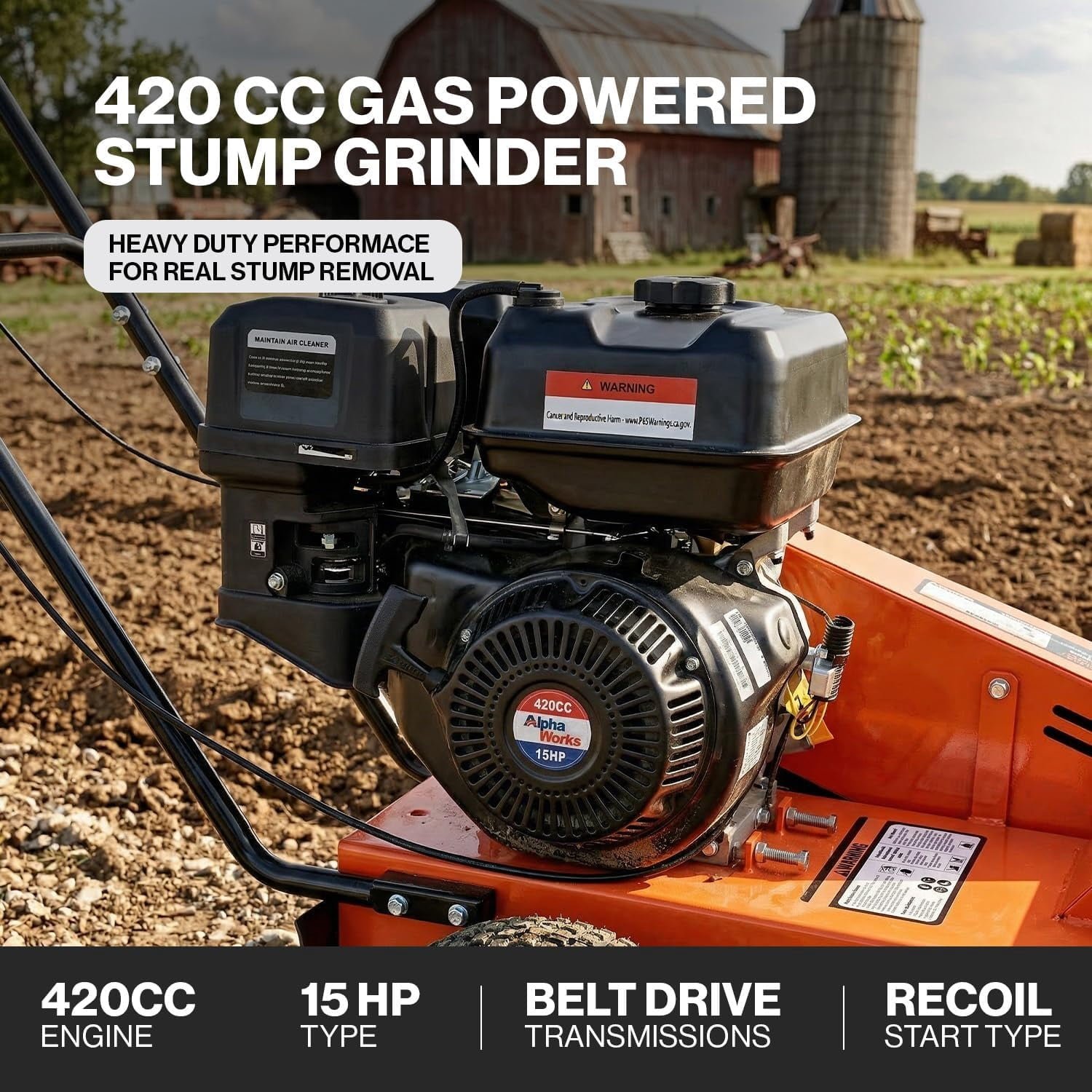 15HP Gas Powered Stump Grinder - Image 3