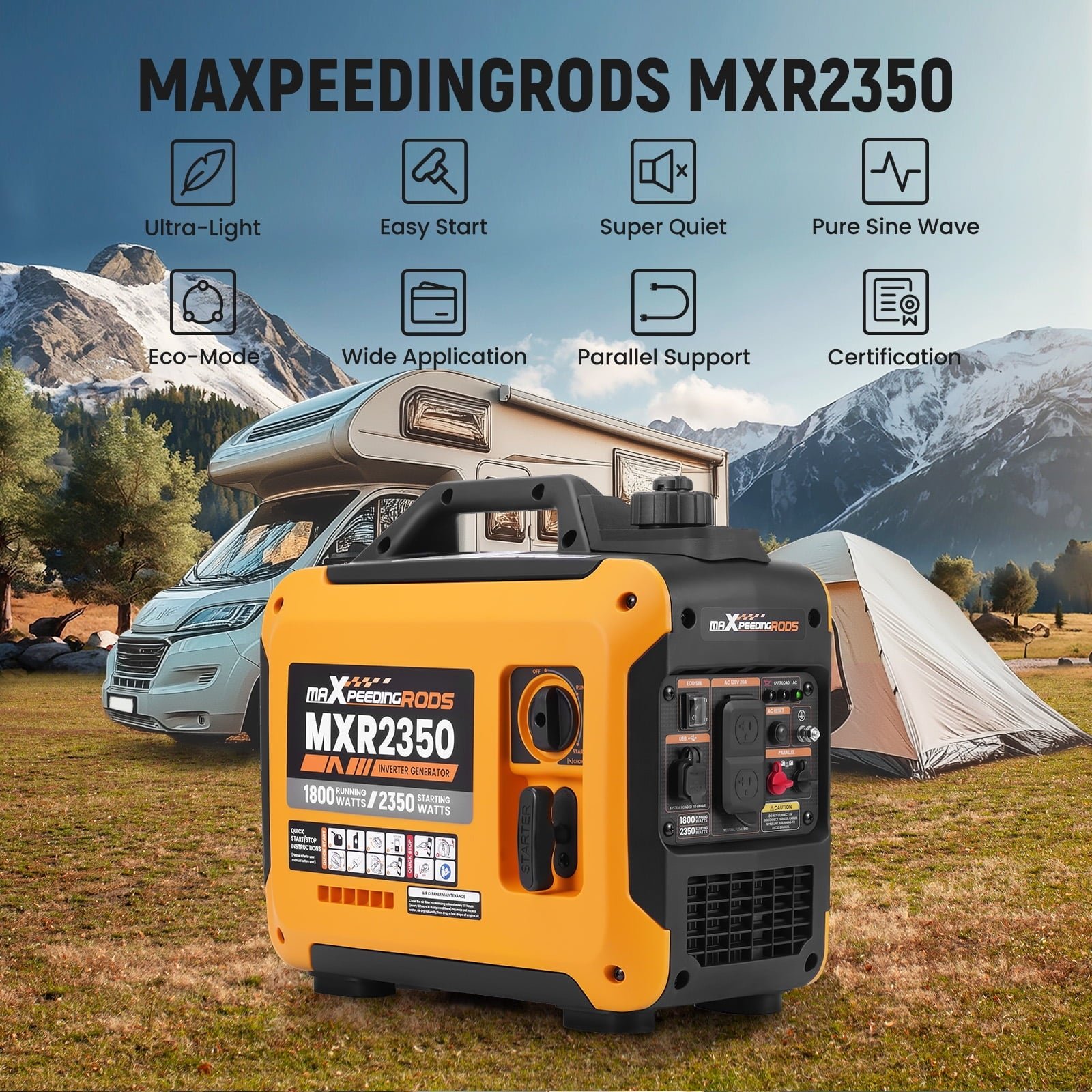 Maxpeedingrods 2350W Portable Generator, Gasoline Powered, Quiet Home RV Power Supply, Ultralight Inverter Generator - Image 5