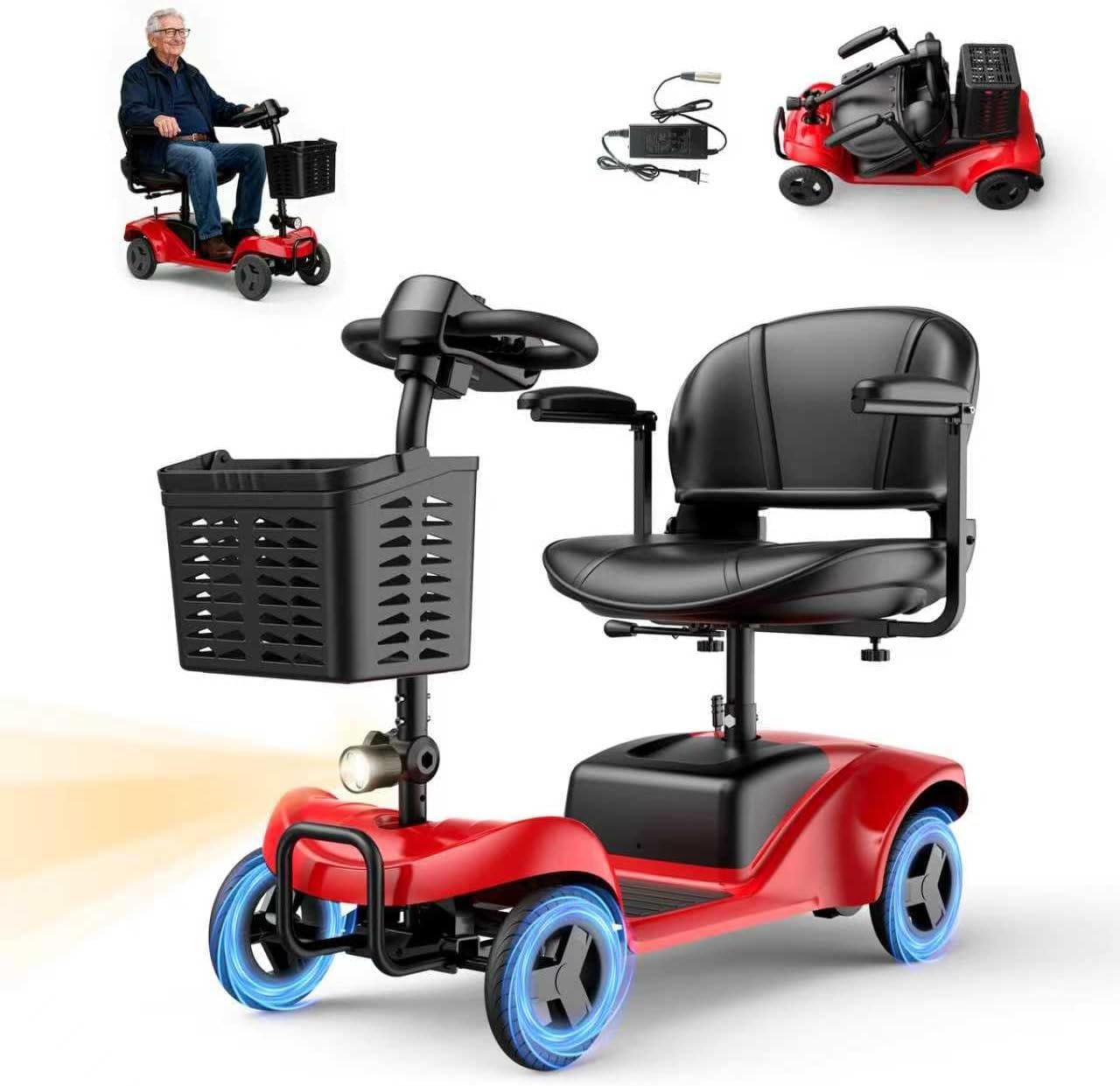 4-Wheel Mobility Scooter with 15-Mile Range – Blue - Image 14