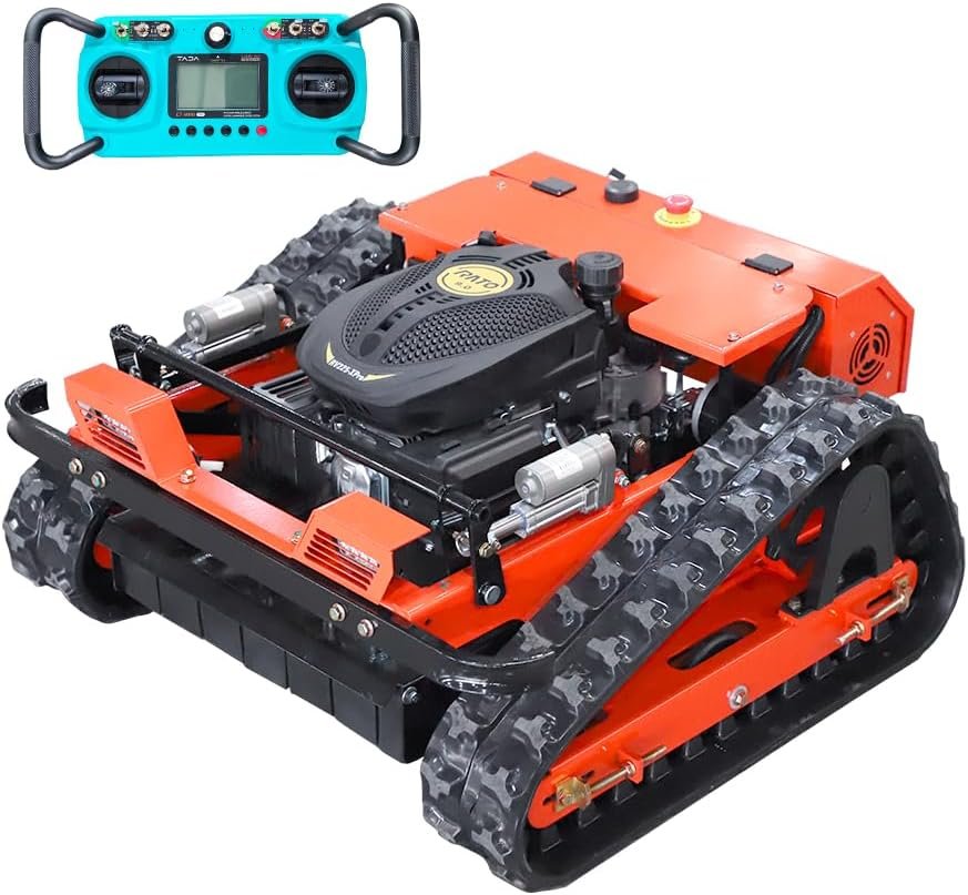 Remote-Controlled All-Terrain Lawn Mower – 45° Slope Climbing, Tracked Gas-Electric Hybrid