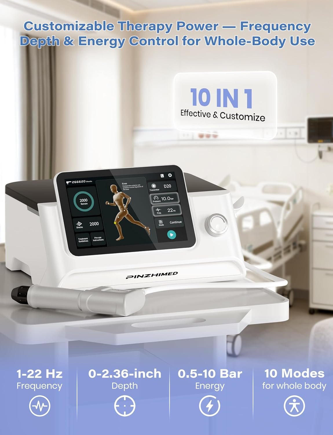 2026 Upgraded ESWT Shockwave Therapy Machine with 8 Treatment Heads - Image 3