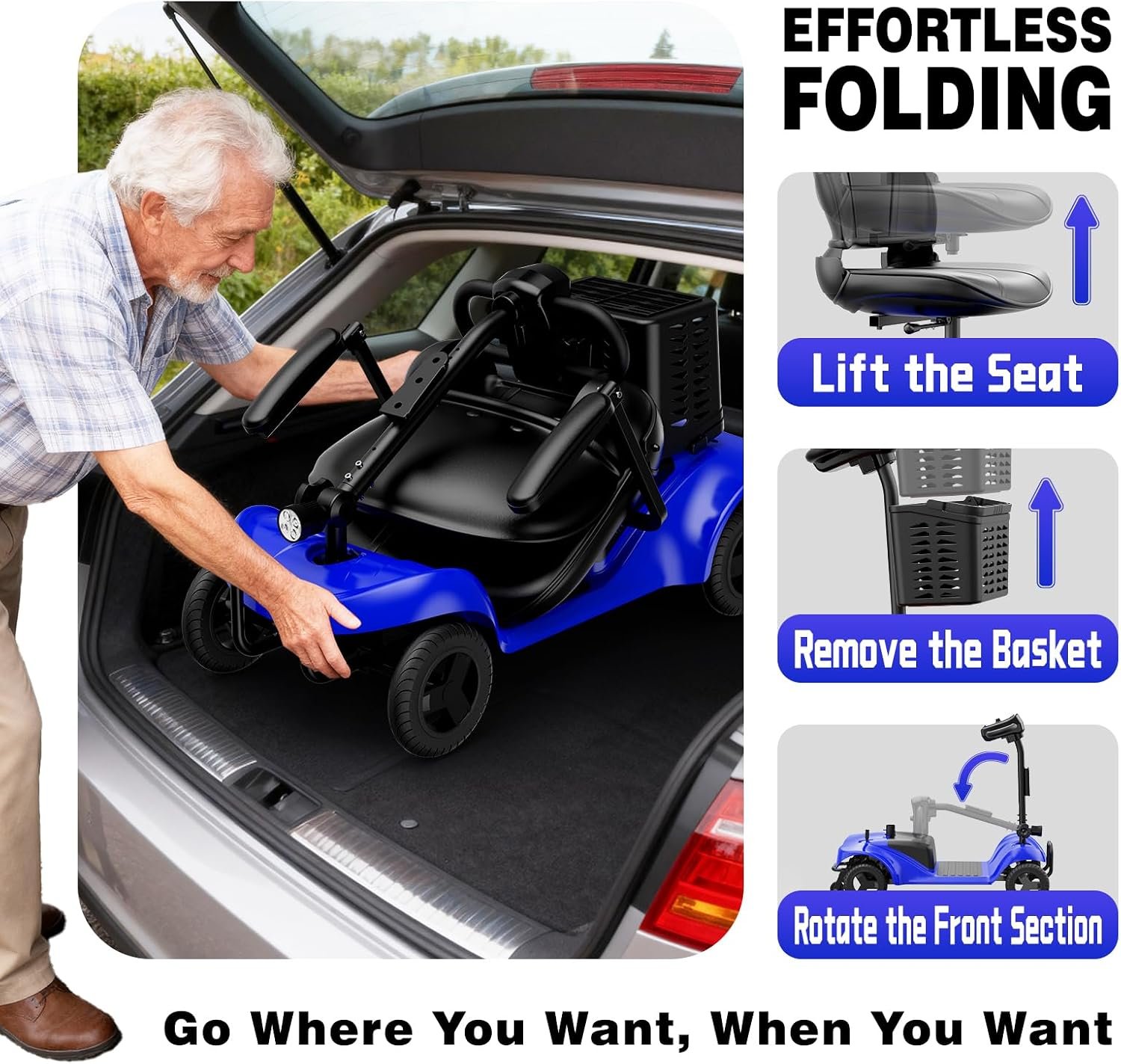 4-Wheel Mobility Scooter with 15-Mile Range – Blue - Image 6