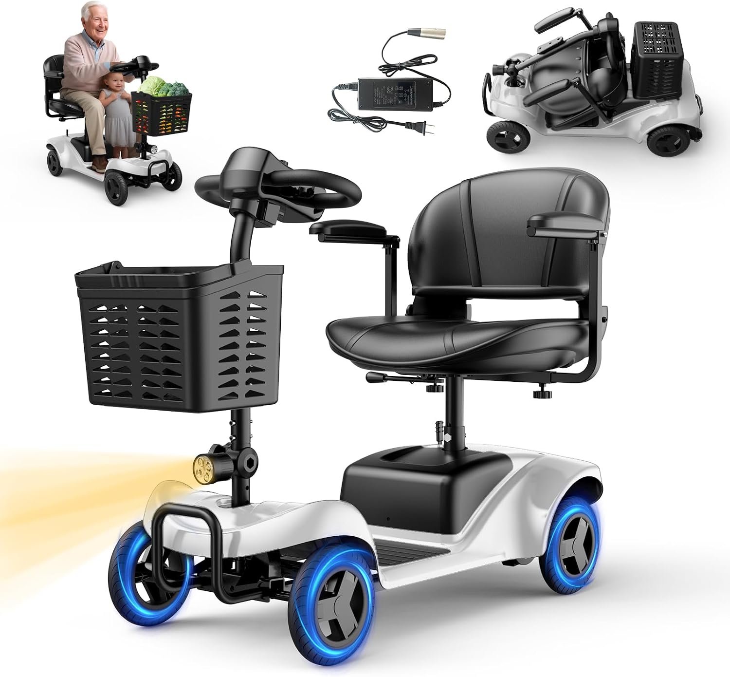 4-Wheel Mobility Scooter with 15-Mile Range – Blue - Image 13