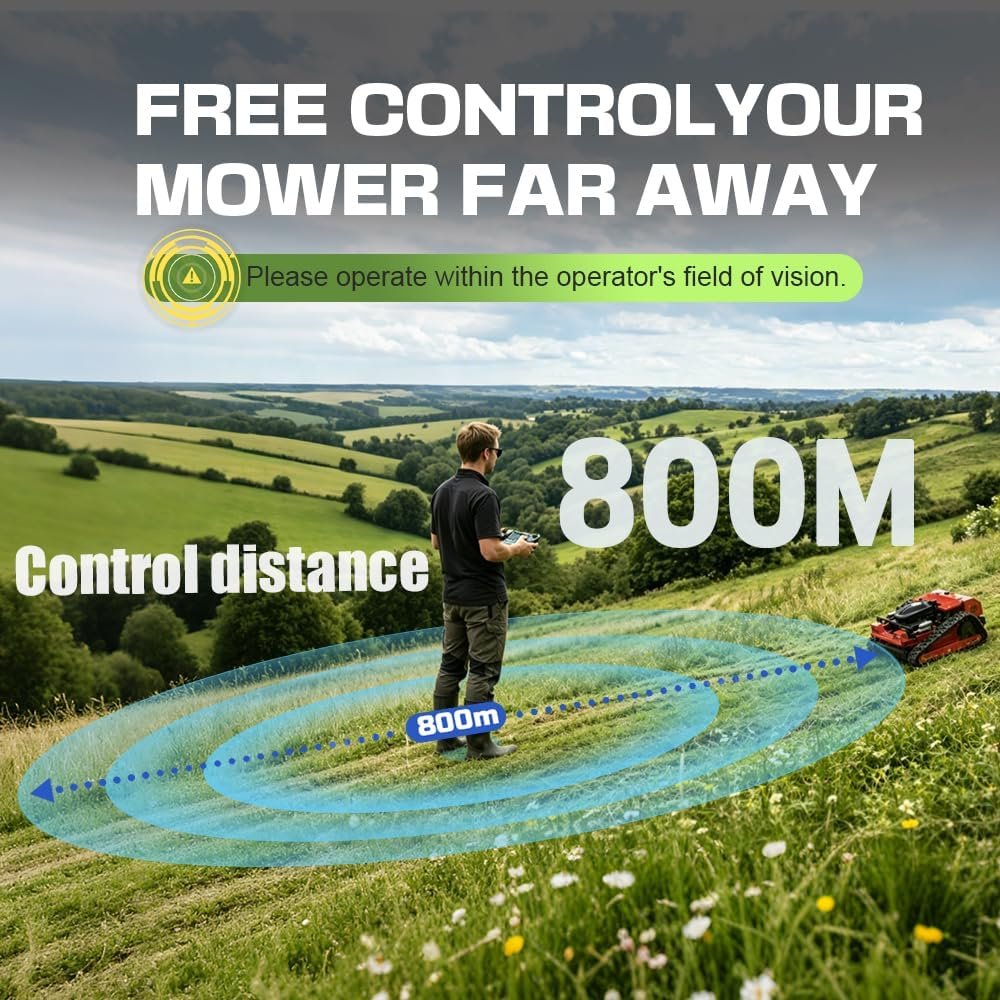 Remote-Controlled All-Terrain Lawn Mower – 45° Slope Climbing, Tracked Gas-Electric Hybrid - Image 5