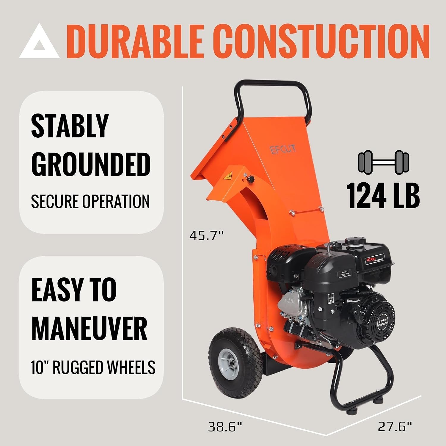 C40 4-Inch Heavy-Duty Wood Chipper Shredder – 9 HP 274cc Gas-Powered Engine - Image 6