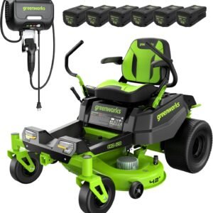 Greenworks 80V 42" CrossoverZ Zero Turn Riding Lawn Mower, (6) 6.0Ah Batteries and 600W Charger