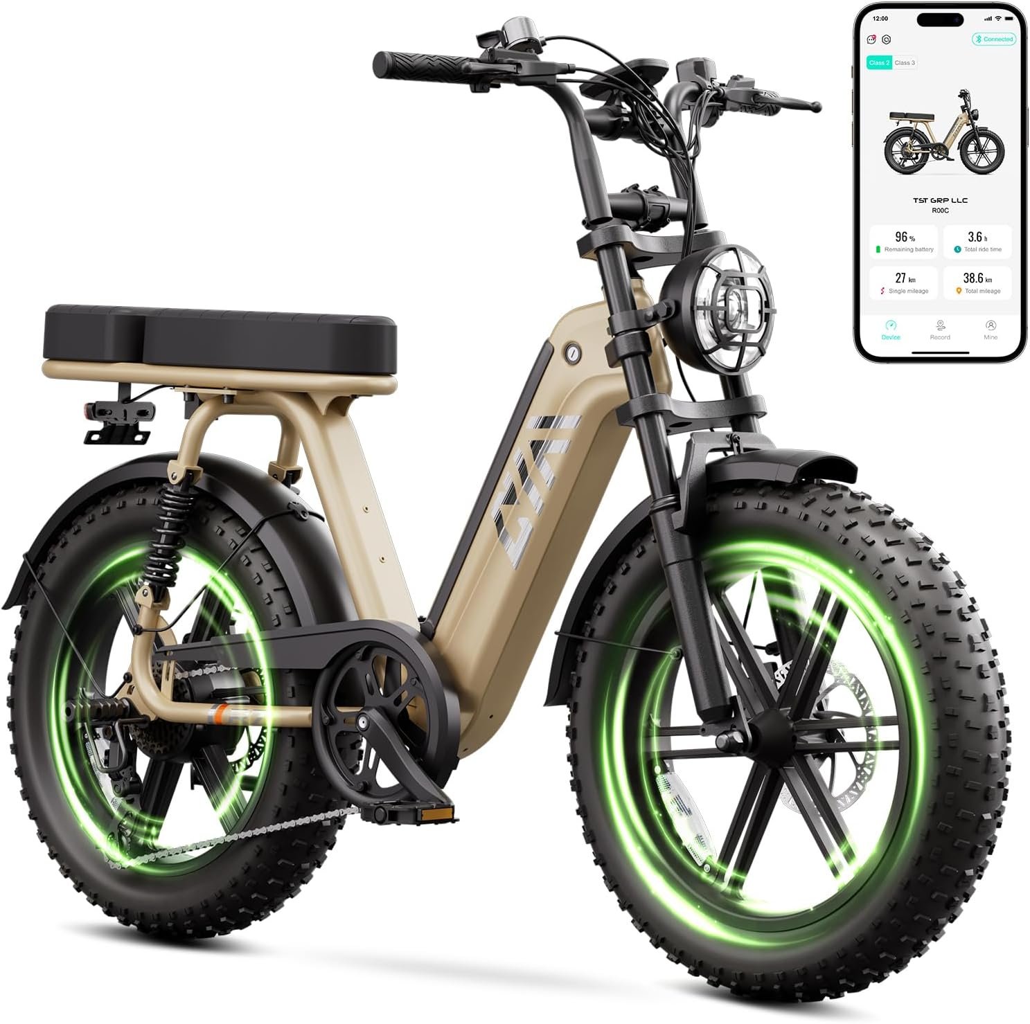 TST Electric Bike for Adults, 1500W Peak Motor 60 Miles Fat Tire Ebike with 48V 15Ah Removable Battery 20" Fat Tire Electric Bike, Full Suspension and 7-Speed - Image 10