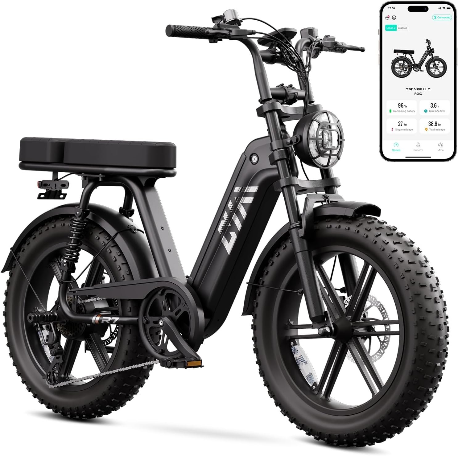 TST Electric Bike for Adults, 1500W Peak Motor 60 Miles Fat Tire Ebike with 48V 15Ah Removable Battery 20" Fat Tire Electric Bike, Full Suspension and 7-Speed - Image 11