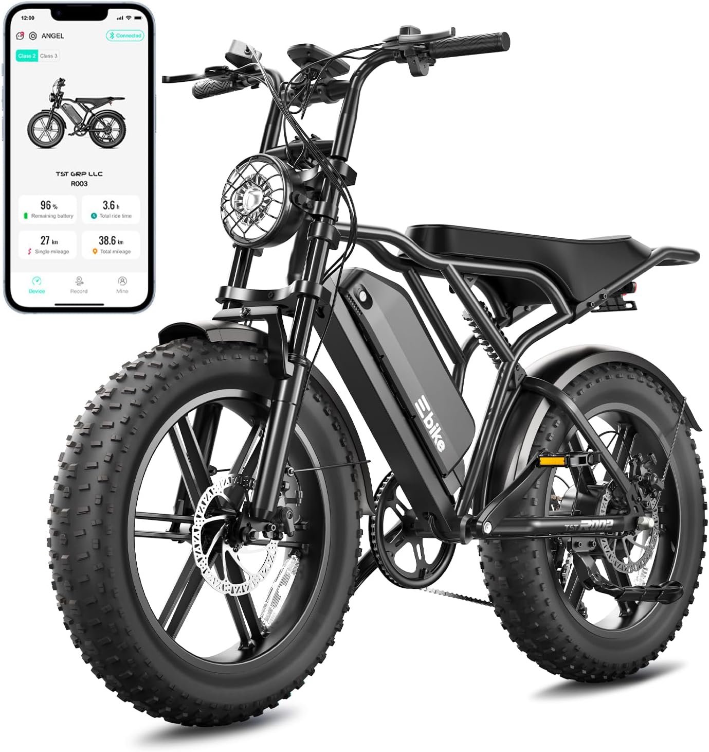 TST Electric Bike for Adults, 1500W Peak Motor 60 Miles Fat Tire Ebike with 48V 15Ah Removable Battery 20" Fat Tire Electric Bike, Full Suspension and 7-Speed