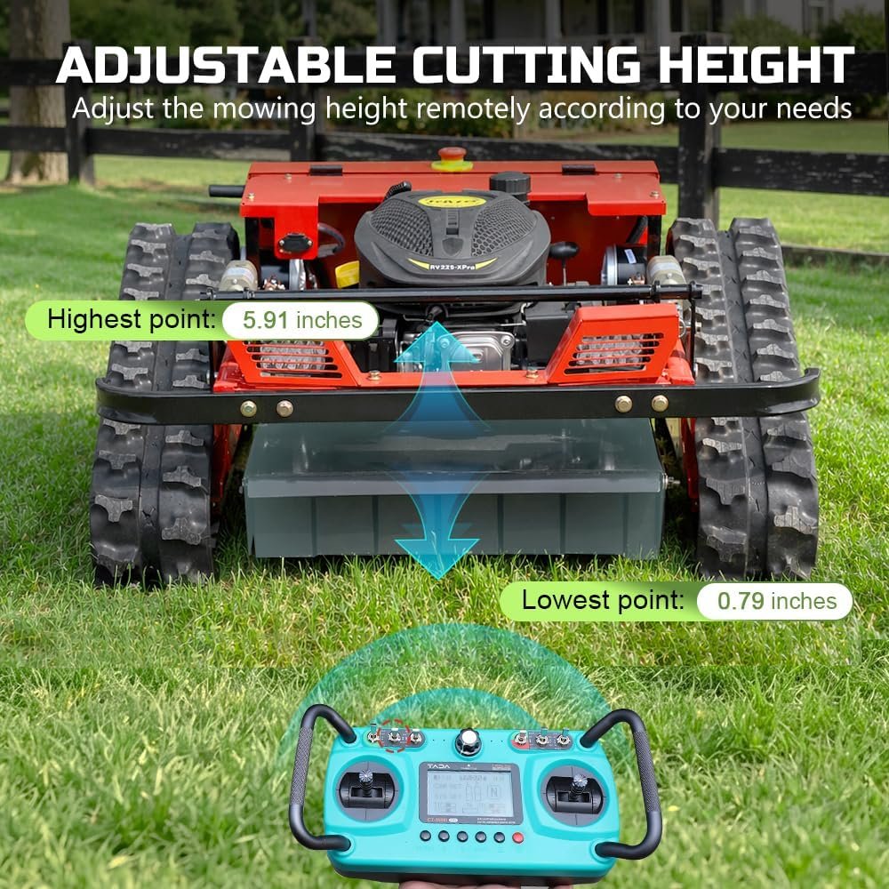 Remote-Controlled All-Terrain Lawn Mower – 45° Slope Climbing, Tracked Gas-Electric Hybrid - Image 4