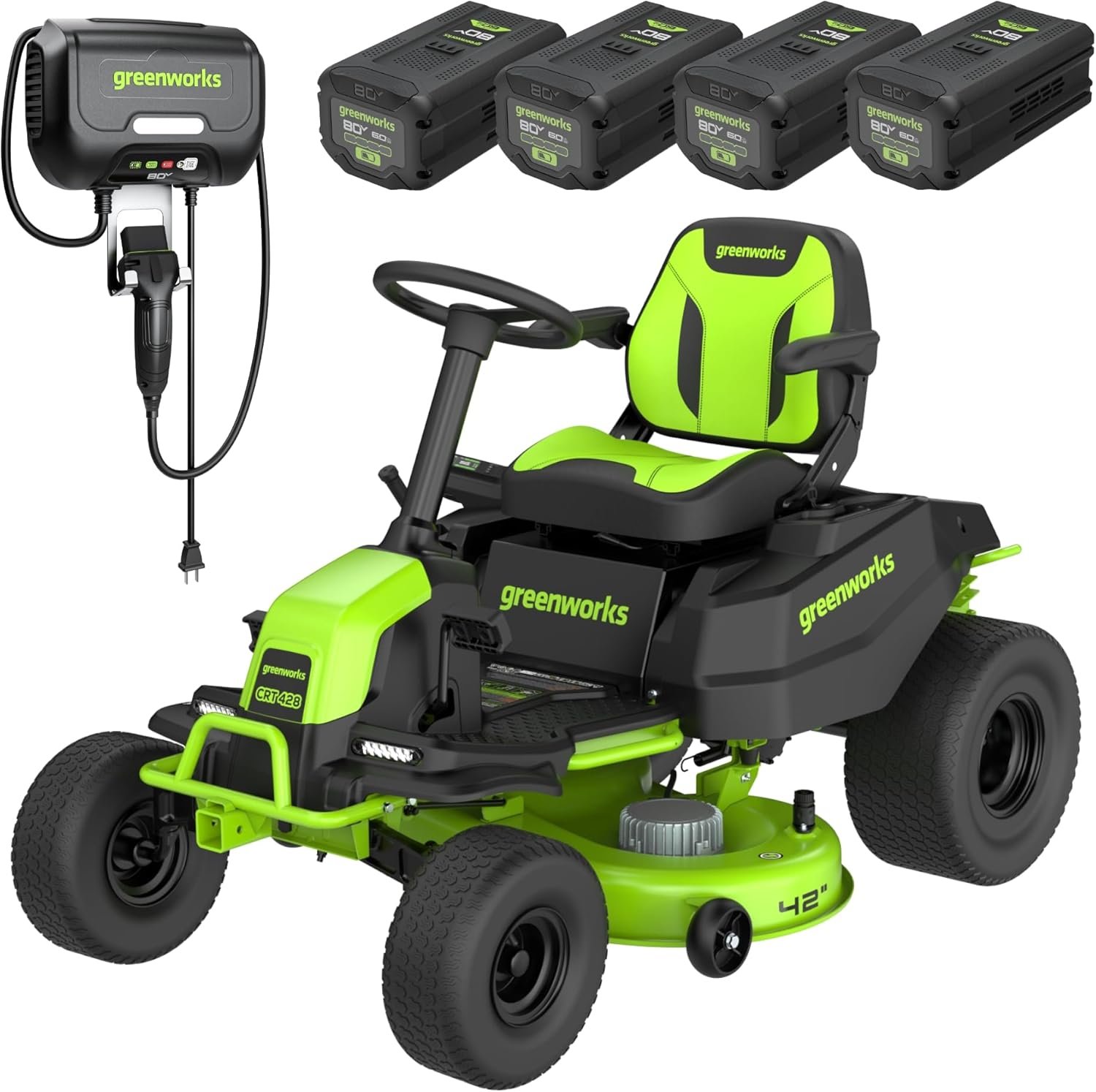 Greenworks 80V 42" CrossoverZ Zero Turn Riding Lawn Mower, (6) 6.0Ah Batteries and 600W Charger - Image 22