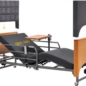5-Function Electric Hospital Bed with LIMOSS Motor & Overbed Table
