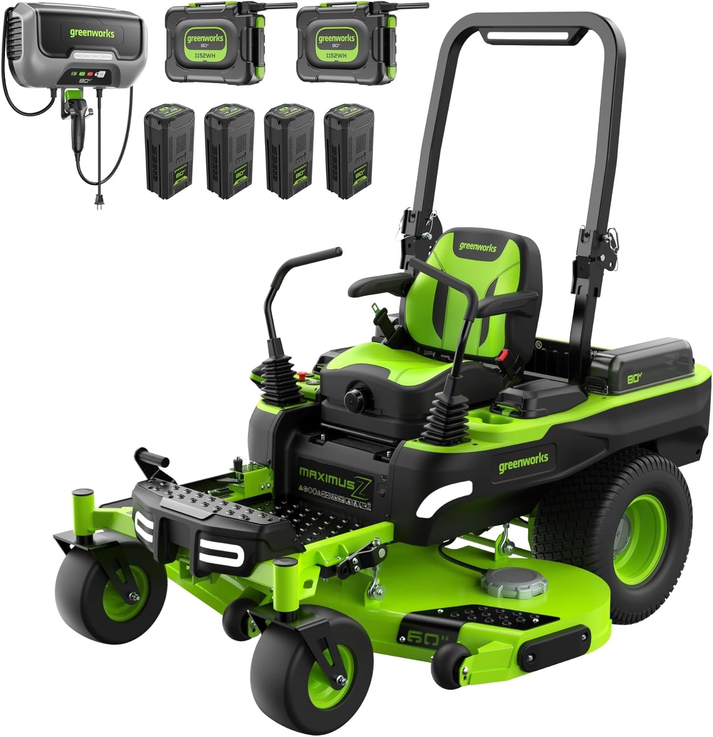 Greenworks 80V 42" CrossoverZ Zero Turn Riding Lawn Mower, (6) 6.0Ah Batteries and 600W Charger - Image 26