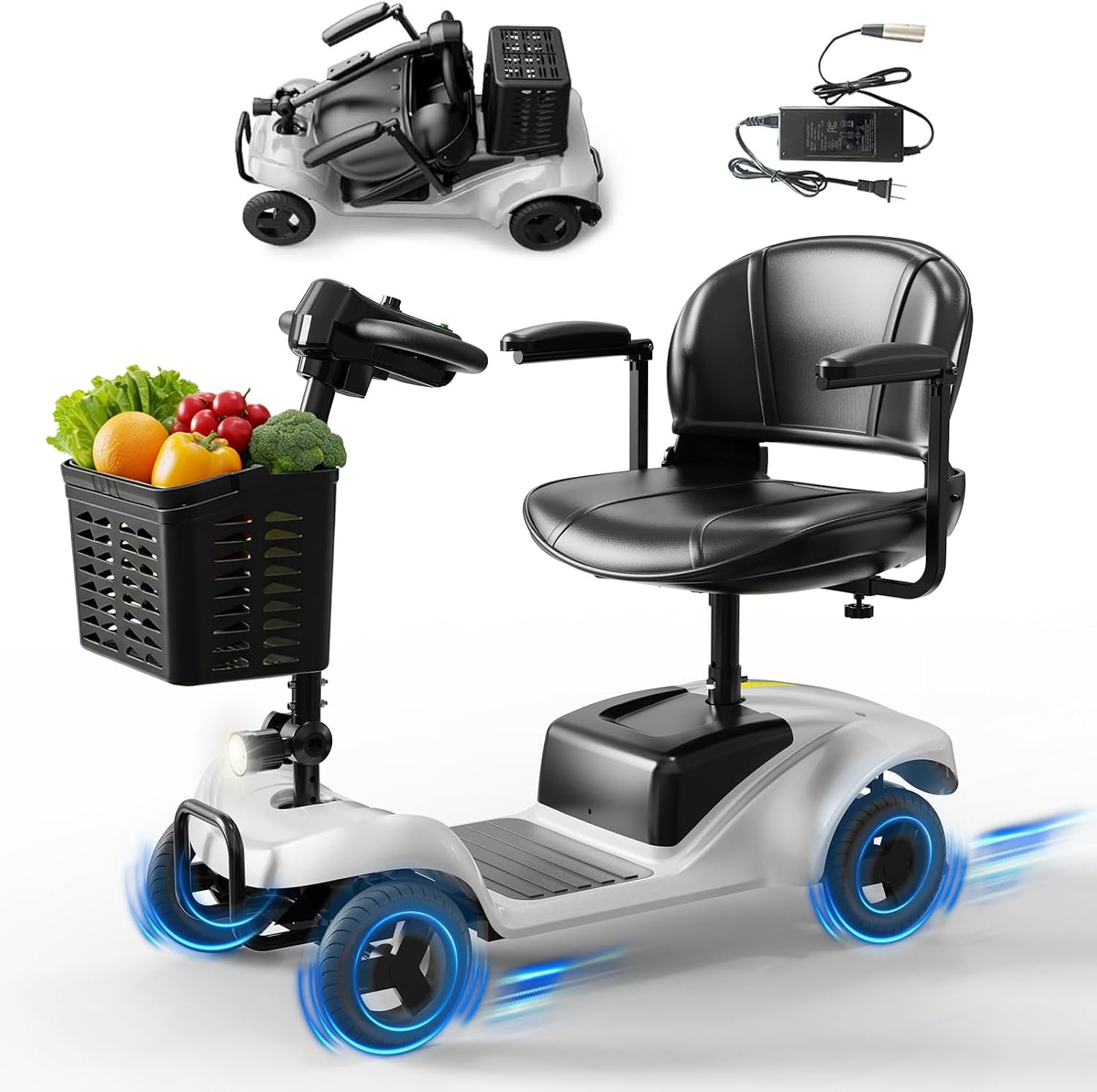 4-Wheel Mobility Scooter with 15-Mile Range – Blue - Image 11