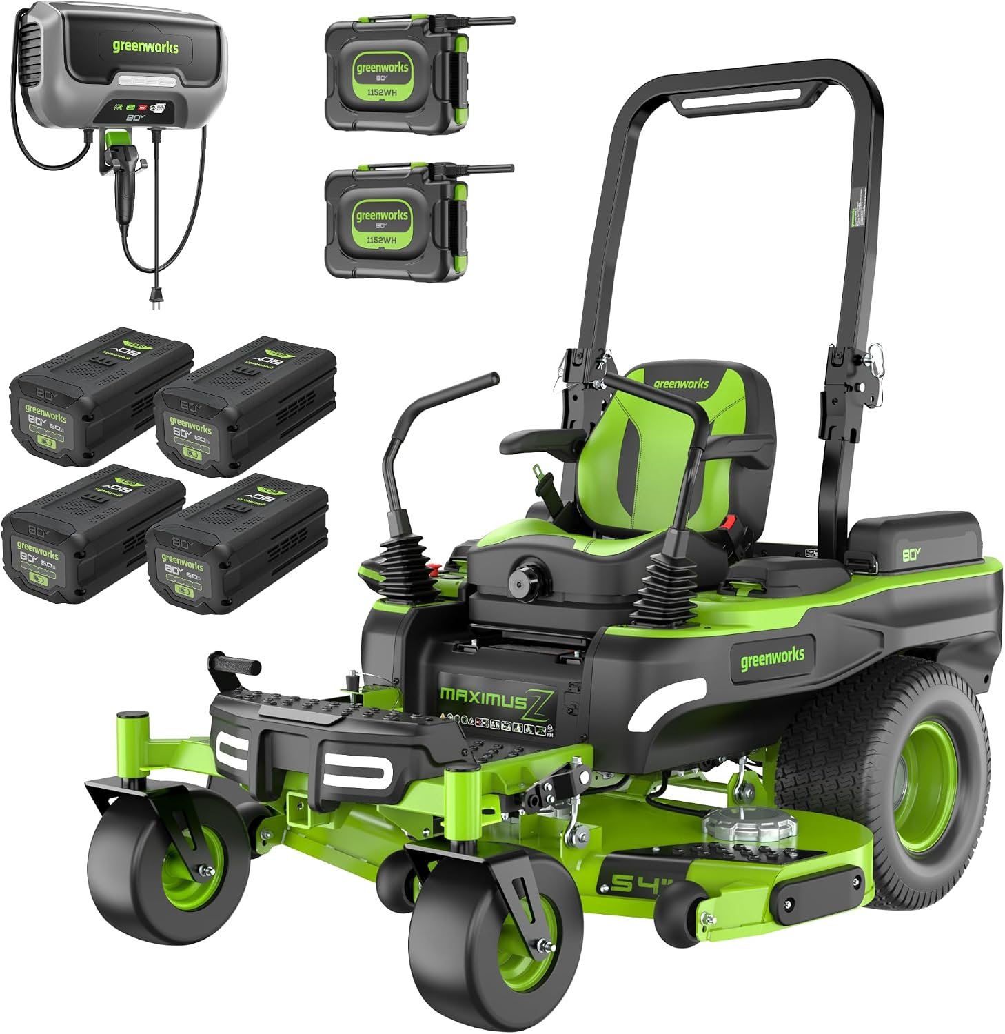 Greenworks 80V 42" CrossoverZ Zero Turn Riding Lawn Mower, (6) 6.0Ah Batteries and 600W Charger - Image 24