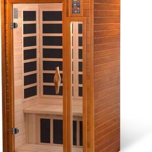 DYNAMIC SAUNAS Barcelona 1- to 2-Person Low EMF FAR Infrared Sauna with Red Light Therapy & Bluetooth Speakers | Personal Indoor Dry Heat Sauna for Home & Gym – Made from Canadian Hemlock