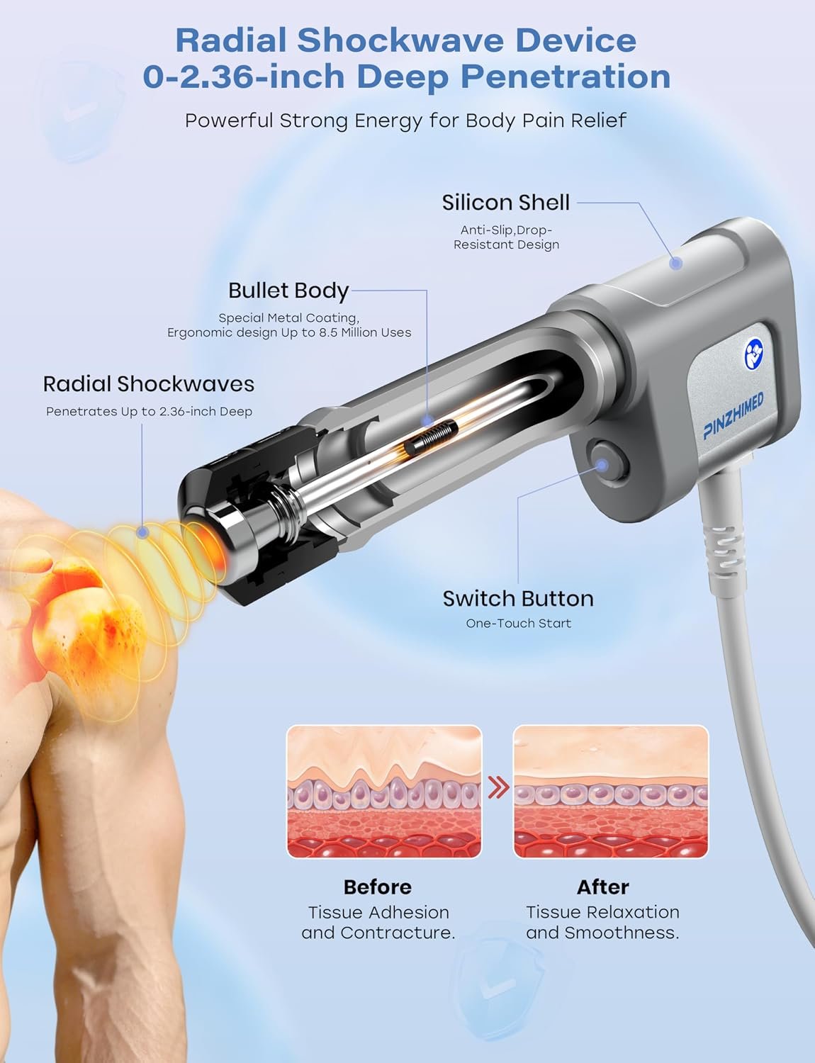 2026 Upgraded ESWT Shockwave Therapy Machine with 8 Treatment Heads - Image 4