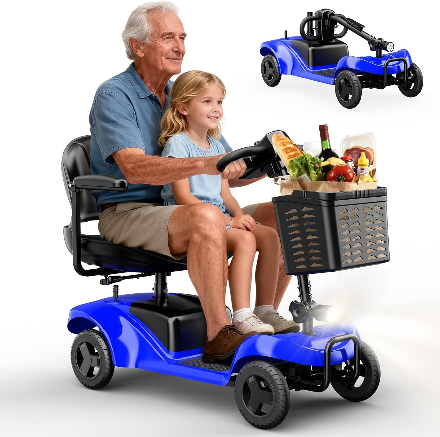 4-Wheel Mobility Scooter with 15-Mile Range – Blue - Image 9