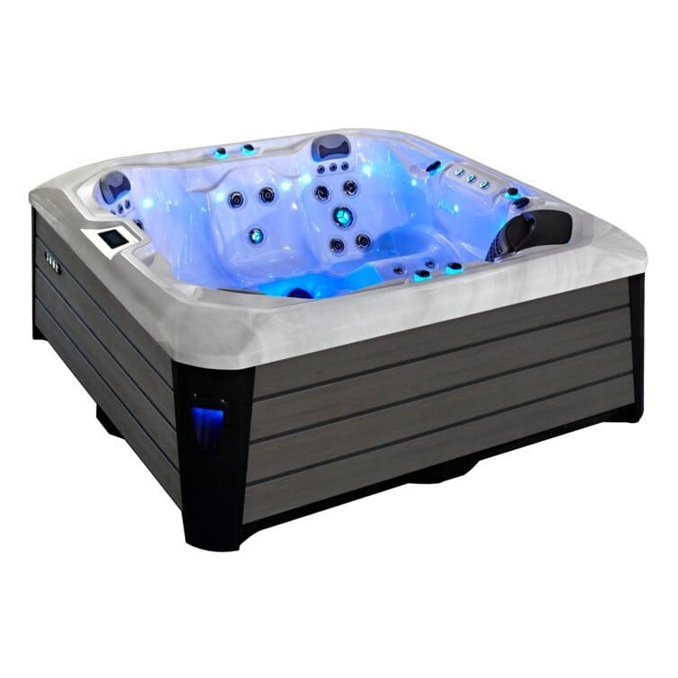76-Jet Acrylic Square Hot Tub – Luxury Outdoor Spa with Built-In Ozonator