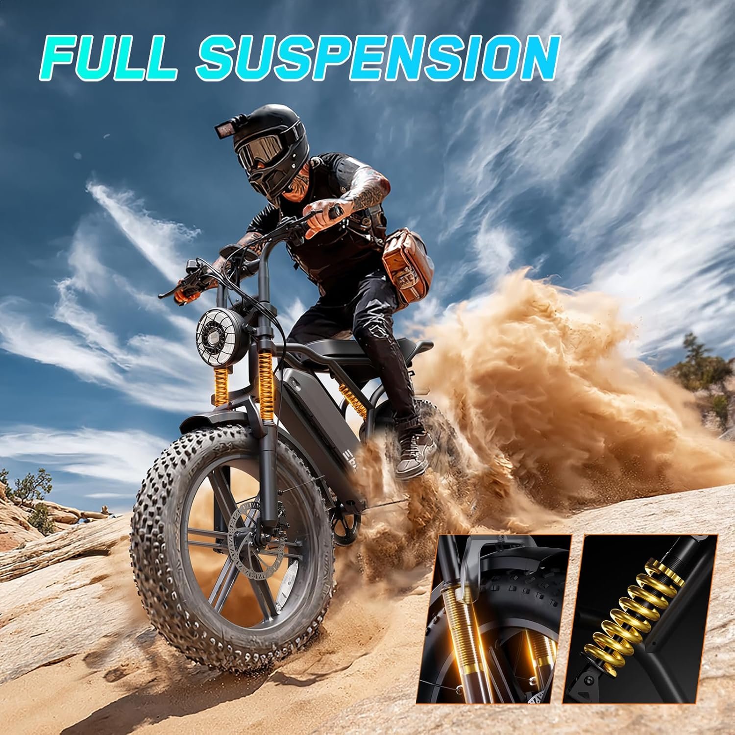 TST Electric Bike for Adults, 1500W Peak Motor 60 Miles Fat Tire Ebike with 48V 15Ah Removable Battery 20" Fat Tire Electric Bike, Full Suspension and 7-Speed - Image 4