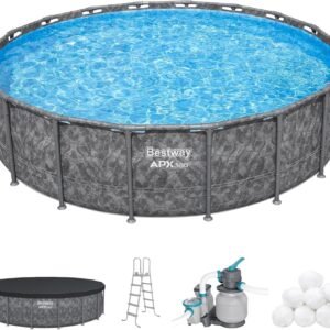 Bestway APX 365 18×52-Inch Above Ground Pool Set – Round Pool with Pump & Ladder