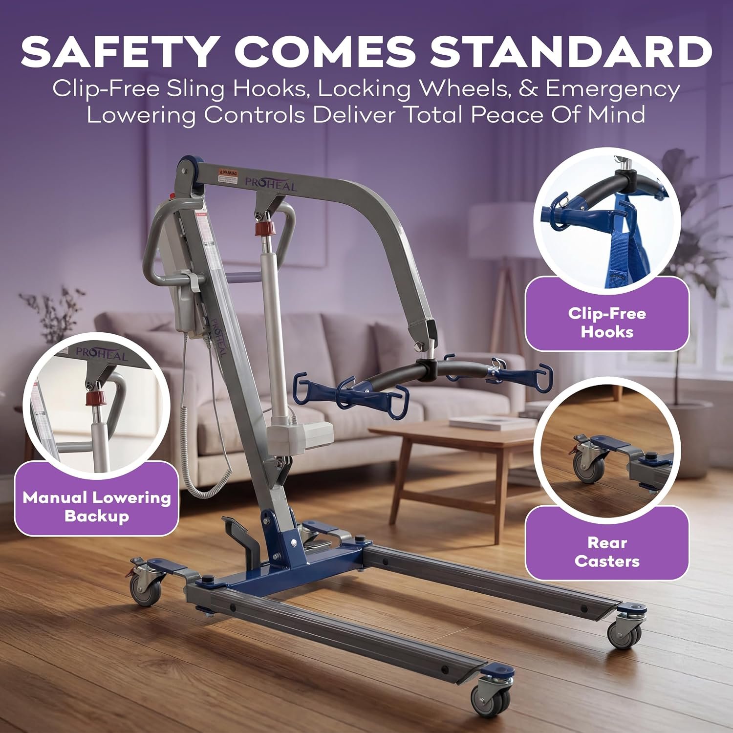 ProHeal Electric Full Body Patient Lift, 500 lbs - Image 2