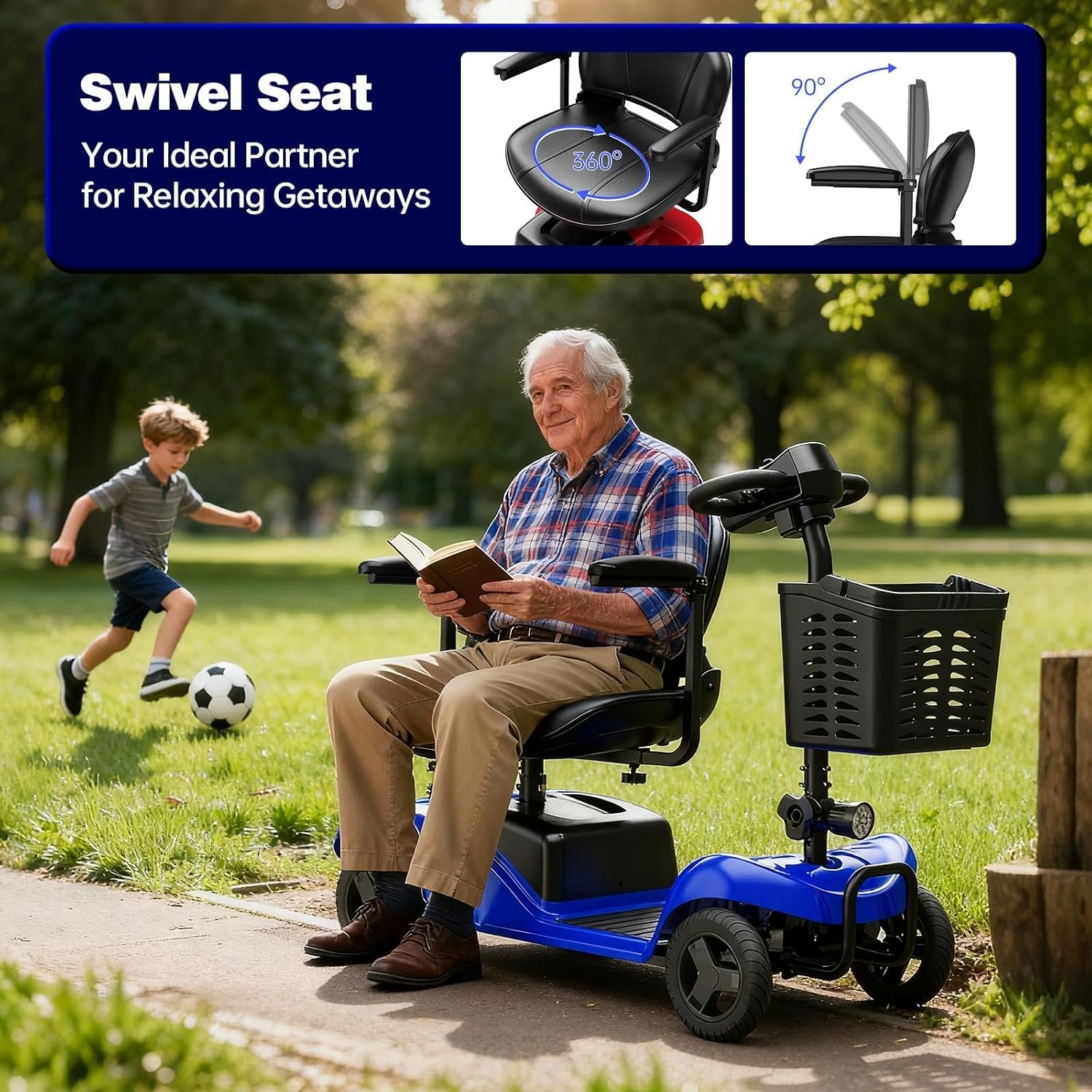 4-Wheel Mobility Scooter with 15-Mile Range – Blue - Image 7