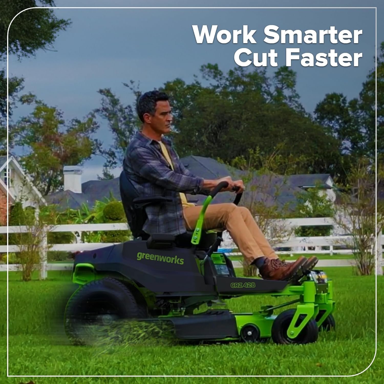 Greenworks 80V 42" CrossoverZ Zero Turn Riding Lawn Mower, (6) 6.0Ah Batteries and 600W Charger - Image 7