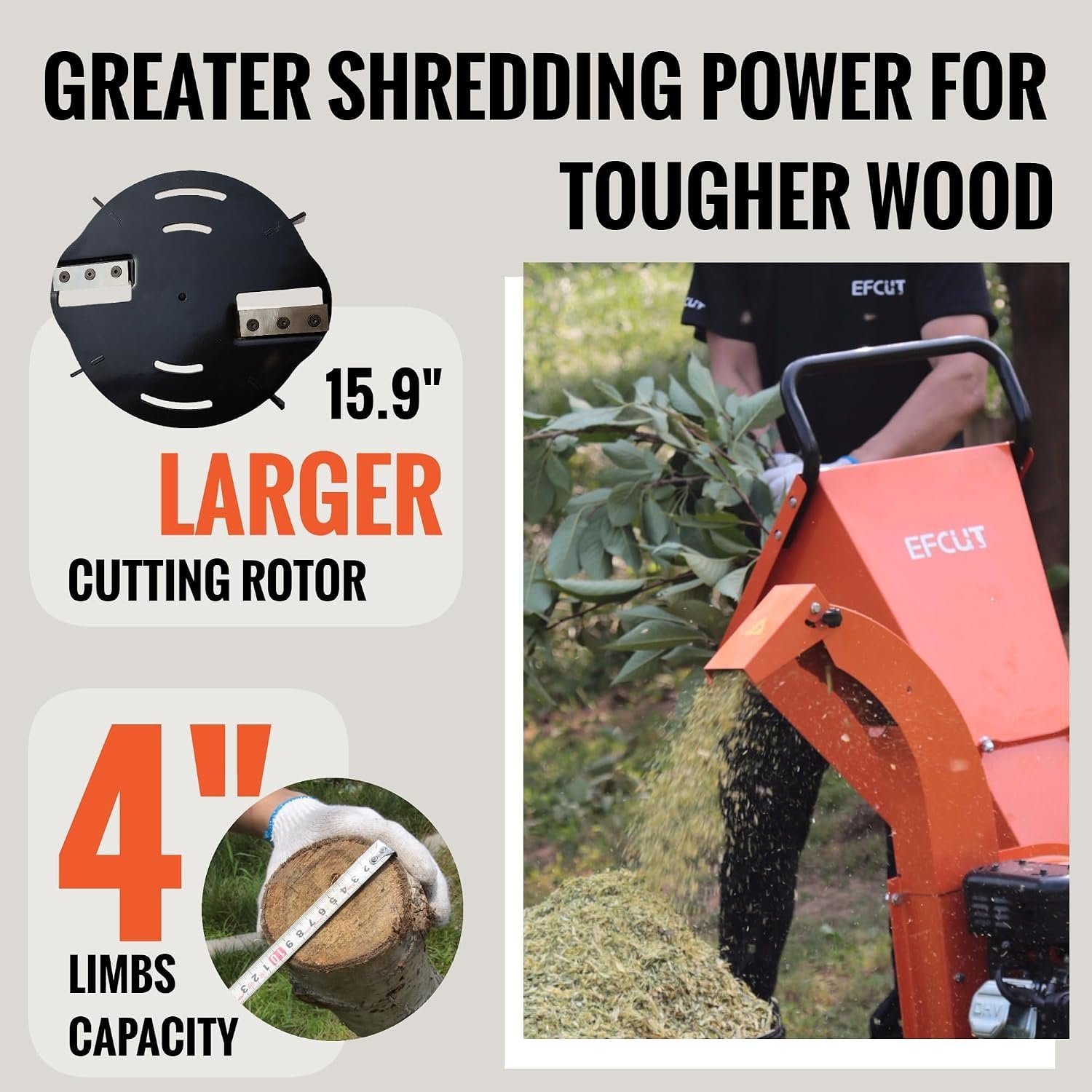 C40 4-Inch Heavy-Duty Wood Chipper Shredder – 9 HP 274cc Gas-Powered Engine - Image 3