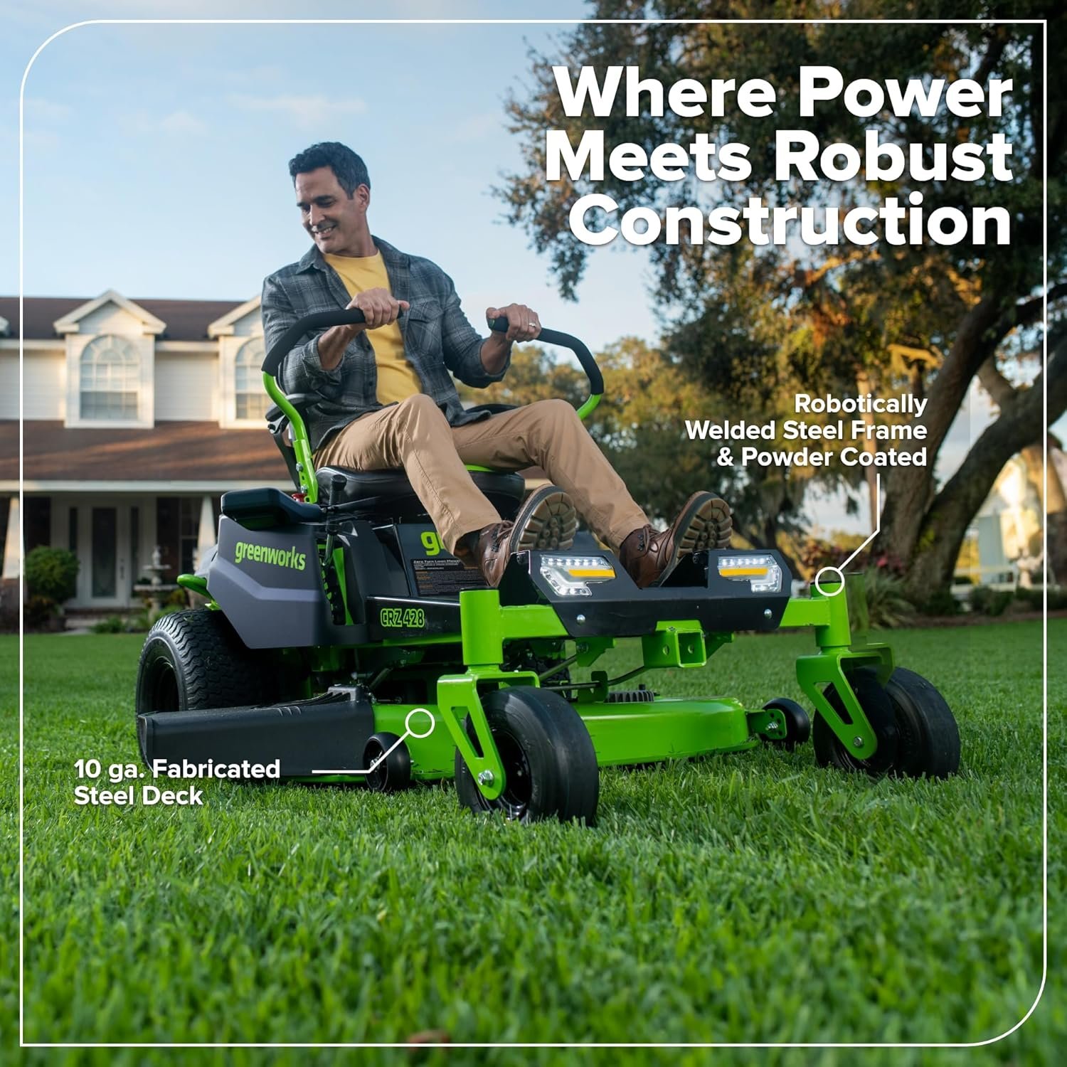 Greenworks 80V 42" CrossoverZ Zero Turn Riding Lawn Mower, (6) 6.0Ah Batteries and 600W Charger - Image 18