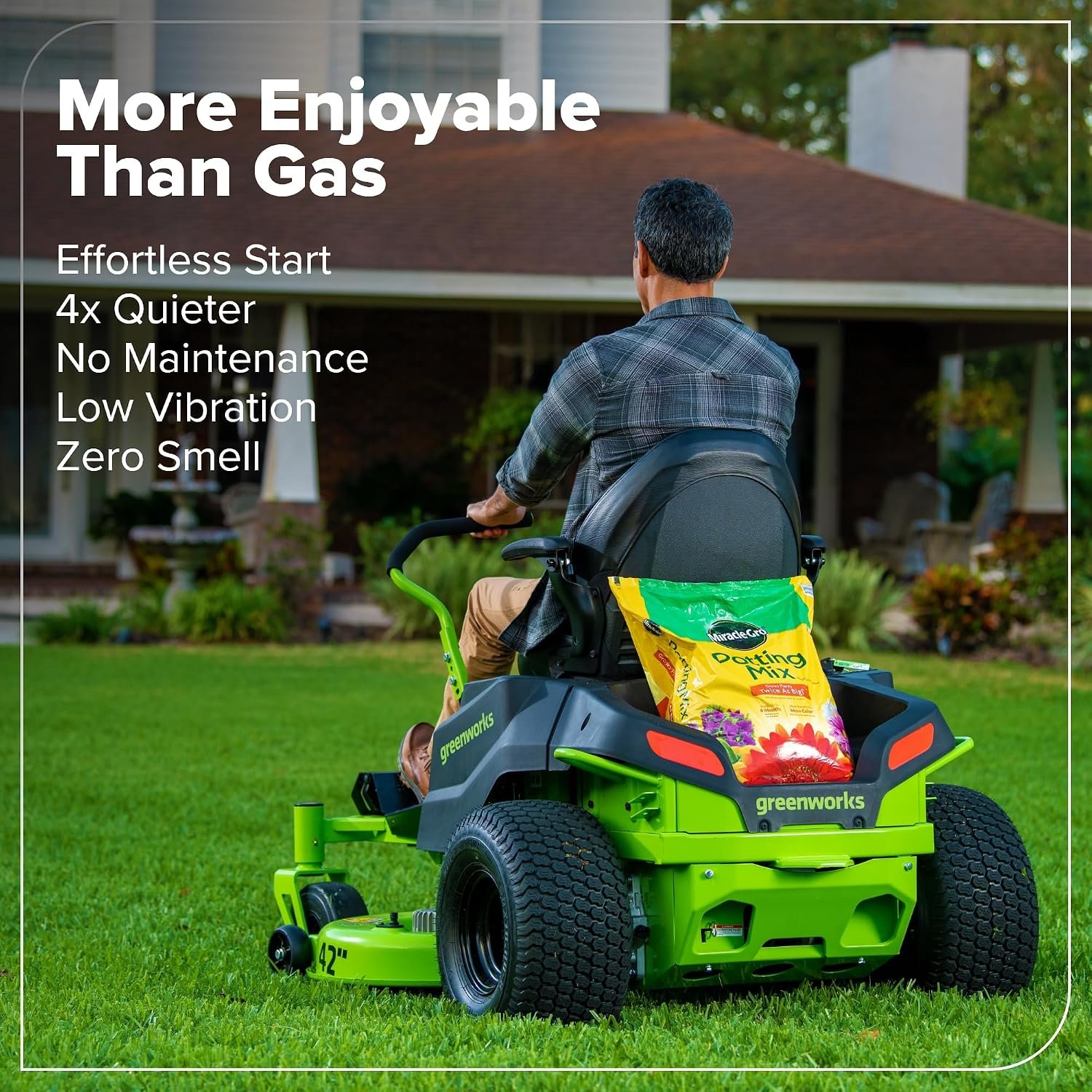 Greenworks 80V 42" CrossoverZ Zero Turn Riding Lawn Mower, (6) 6.0Ah Batteries and 600W Charger - Image 12