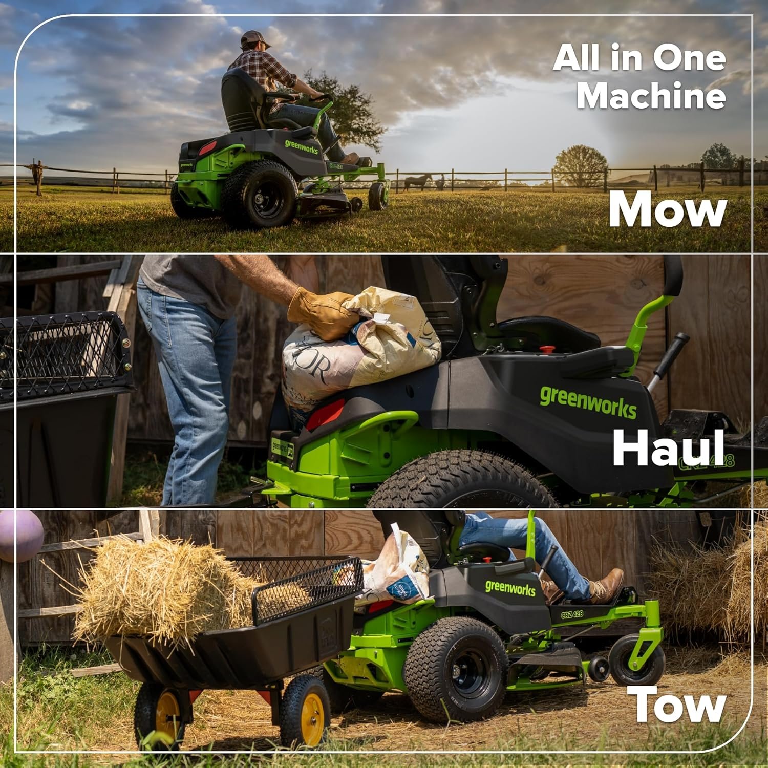 Greenworks 80V 42" CrossoverZ Zero Turn Riding Lawn Mower, (6) 6.0Ah Batteries and 600W Charger - Image 10