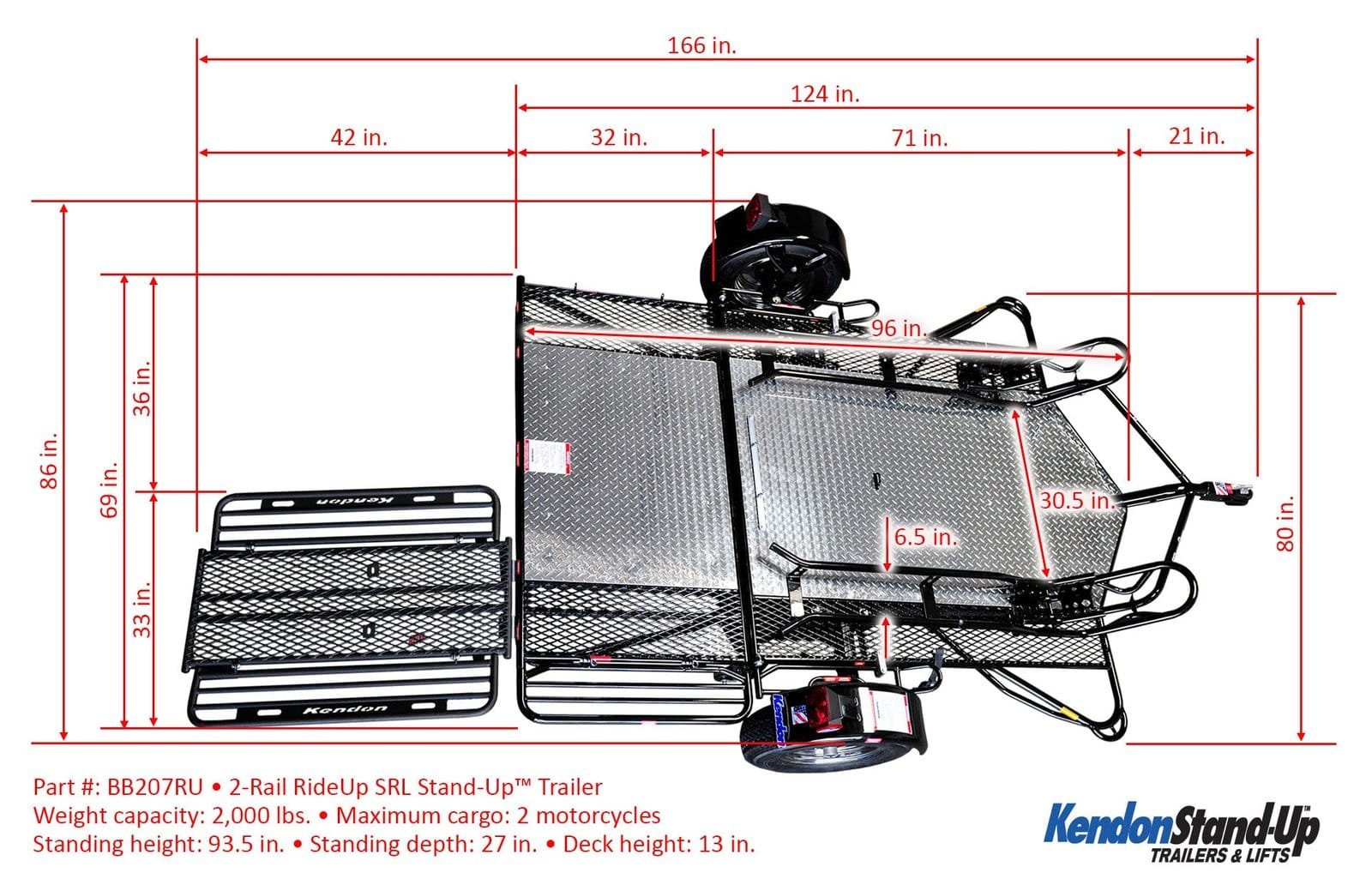 GO Series Dual-Rail Folding Motorcycle Trailer – Steel Ride-Up Utility Trailer - Image 3
