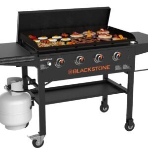 Blackstone Original Outdoor Griddle, 36 Inch 4-Burner Flat Top Grill with Hard Cover, Black