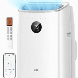 DREO Portable Air Conditioner 8000 BTU ASHRAE (5000 BTU DOE), Drainage-free Cooling, 45dB Quiet Smart Standing AC for Room, APP/Voice/Remote, 24H Timer with Fan/Dehumidifier, Covers up to 150 sq. ft