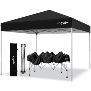 GVDV Outdoor Pop up Canopy 10'x10' Tent Camping Sun Shelter-Series Party Tent (Black)