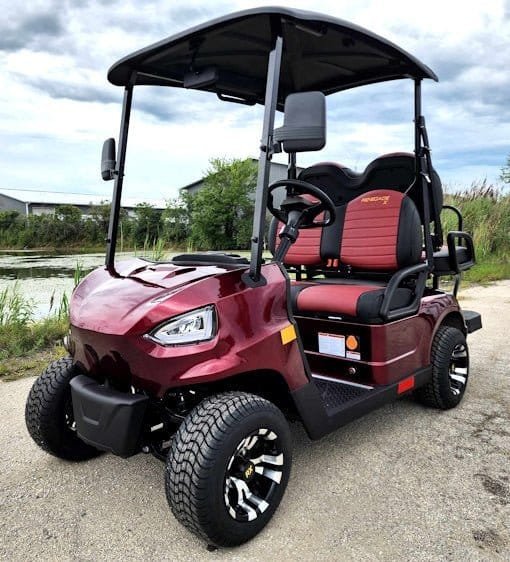 48V Renegade X Edition Electric Golf Cart – 4-Seater Red Utility Cart with Bed