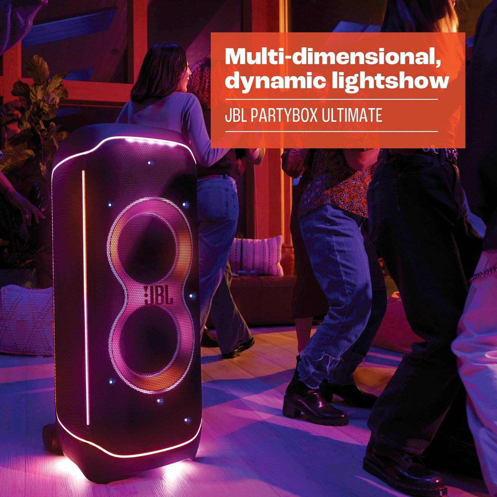 JBL PartyBox Ultimate - Massive party speaker with powerful sound, multi-dimensional lightshow, and splashproof design. - Black (Sold without manufacturer warranty) - Image 3