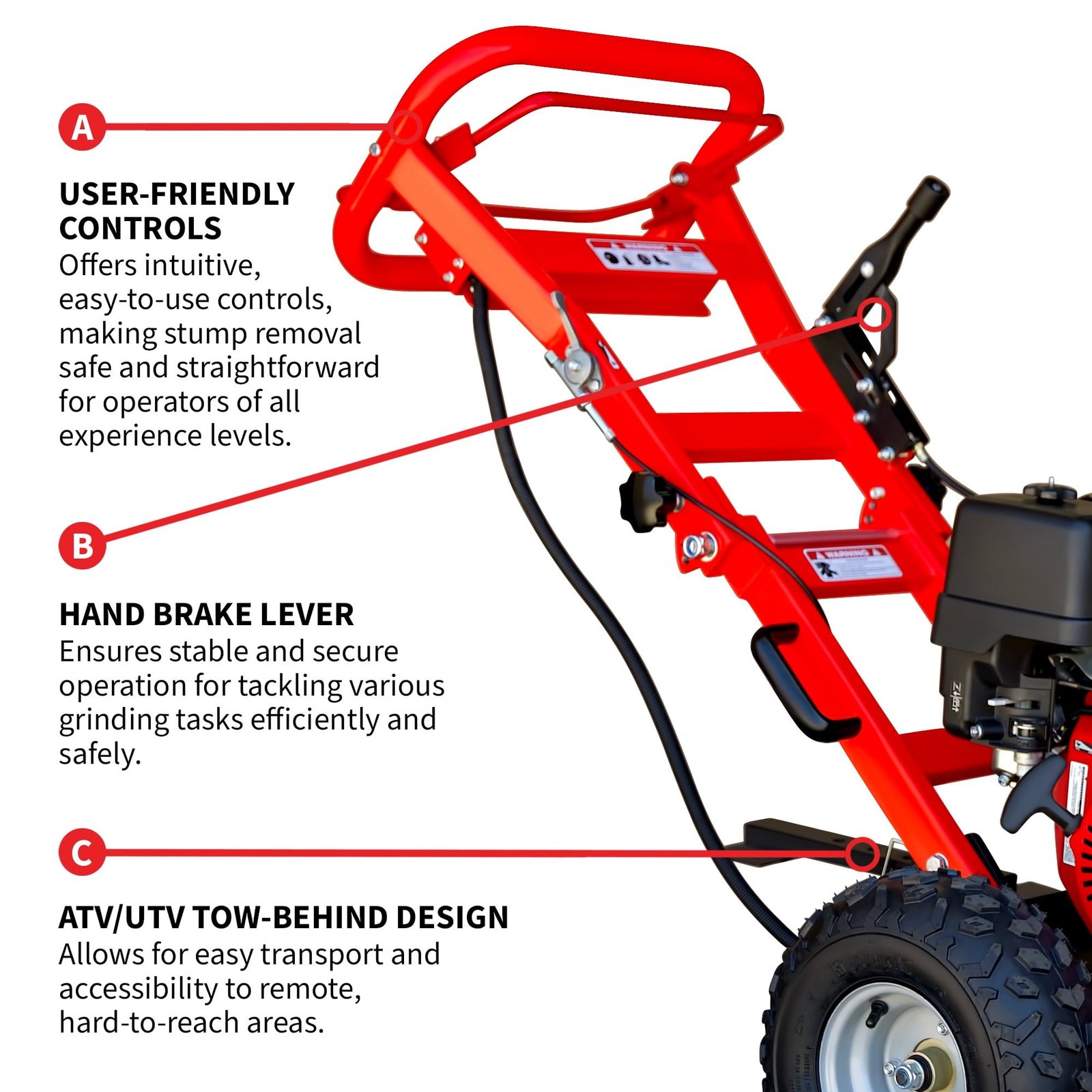 Stump Grinder with 12" Blades 13HP Honda GX390 Off-Road Tree Stump Removal - Image 4