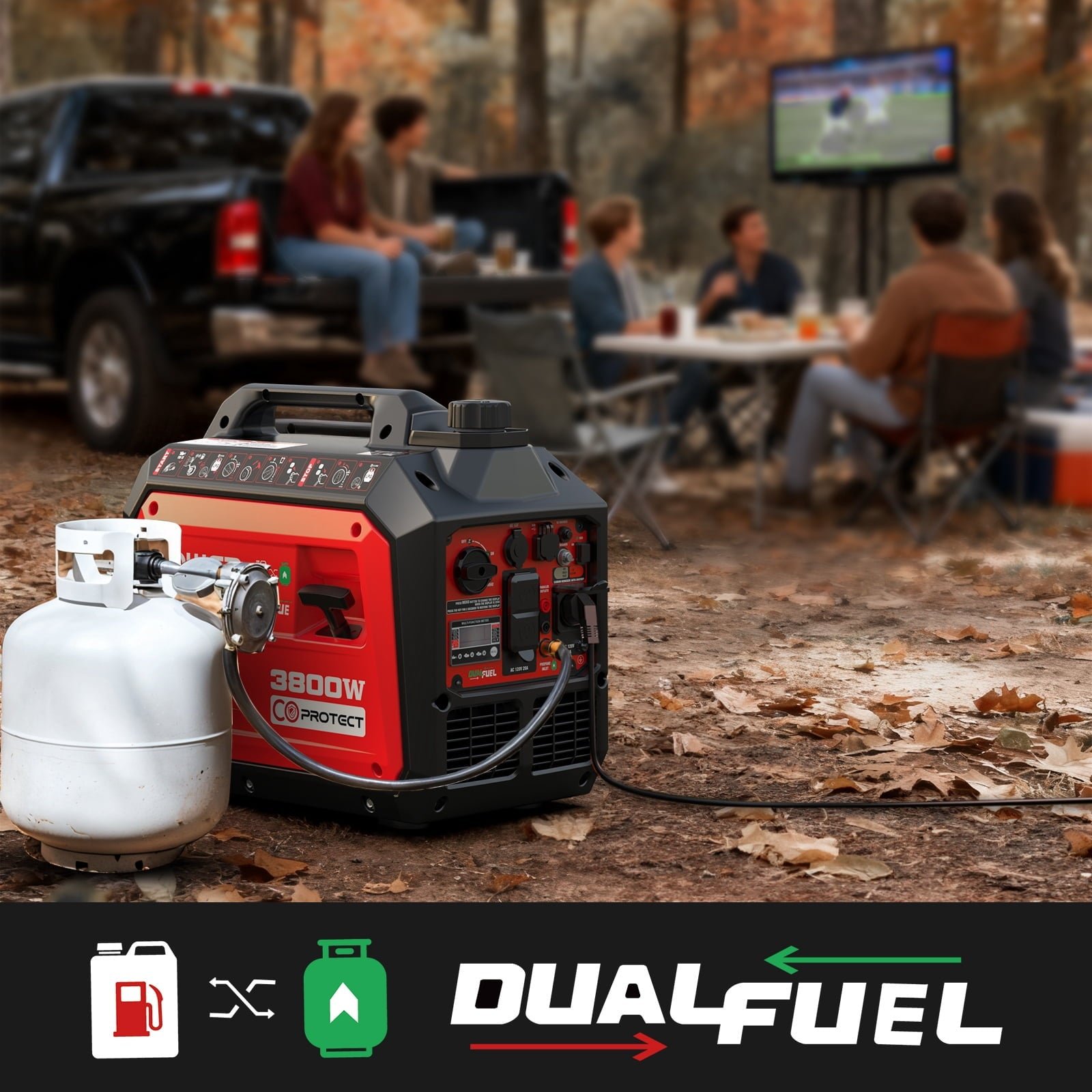 PowerSmart Portable Equipment 3800-Watt Dual Fuel Manual Start with CO Detect Quiet Power Generator - Image 2