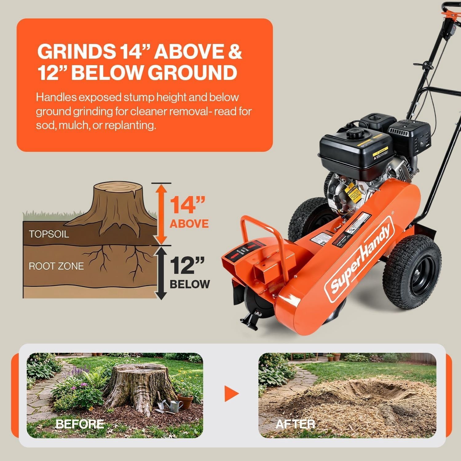 15HP Gas Powered Stump Grinder - Image 2