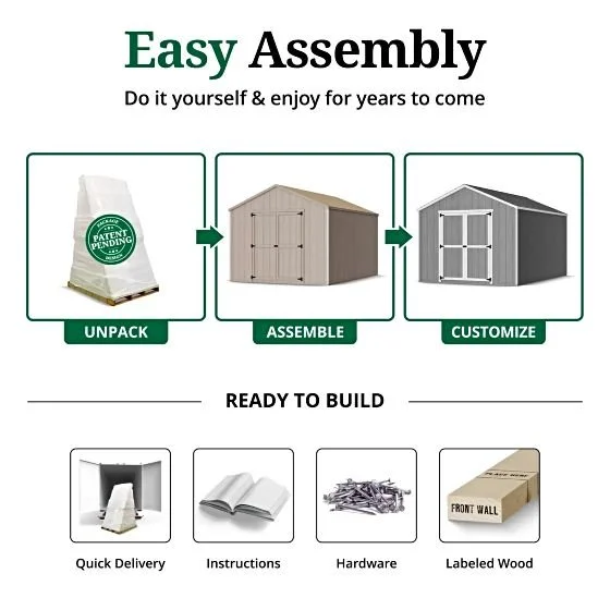12×12 Little Cottage Co. Pre-Cut Gable Shed Kit – DIY Storage Building - Image 2
