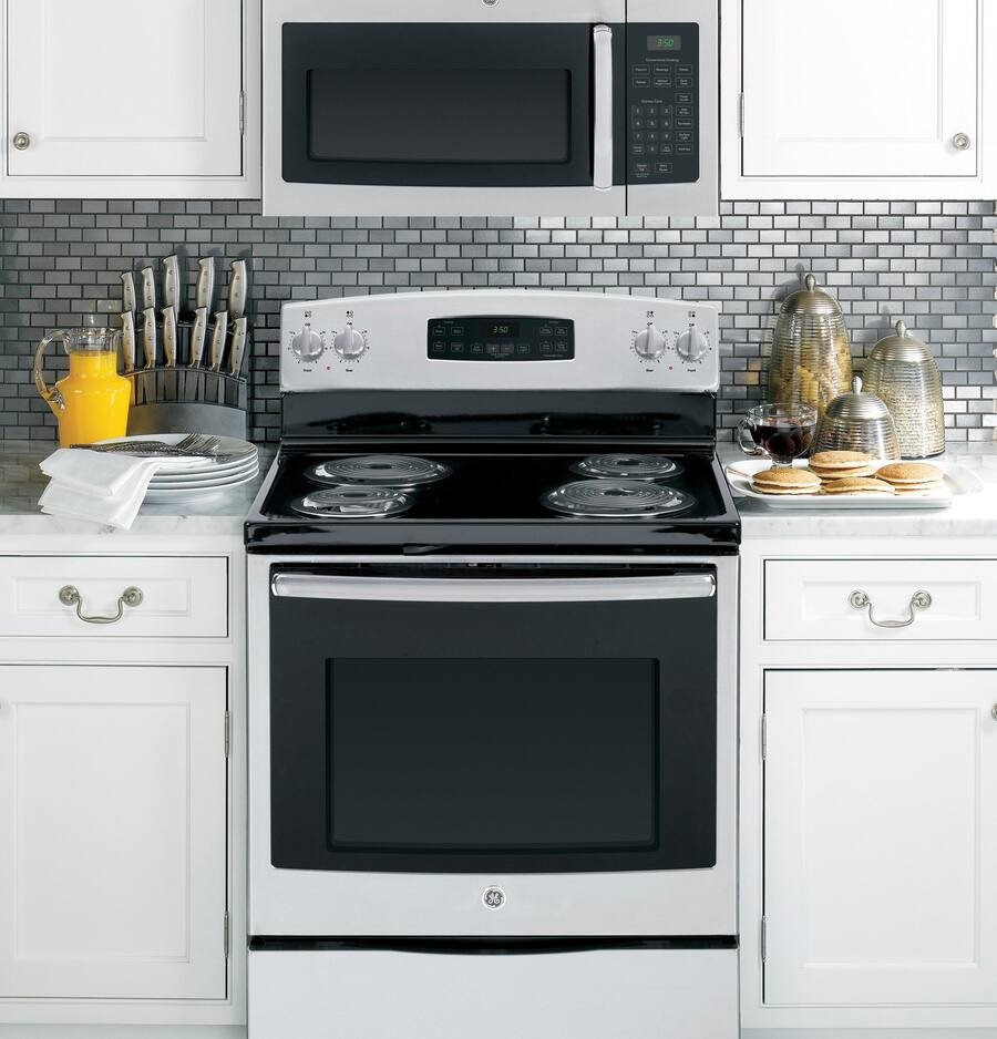 GE - 1.6 Cu. Ft. Over-the-Range Microwave with Convenience Cooking Controls - Stainless Steel