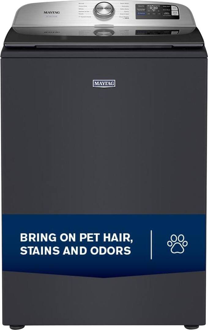 Maytag - 5.3 Cu. Ft. Pet Pro Top Load Impeller Washer with Extra Power and Sanitize Cycle with Oxi - Midnight Steel