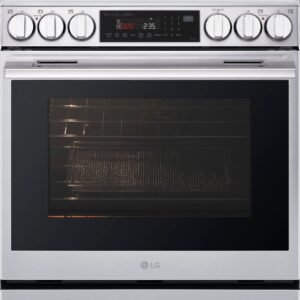 LG - 30-in Wide 6.3 Cu. Ft. Slide-In Electric Induction True Convect Range with 5 Elements, InstaView and Flex Control Knobs - Stainless Steel
