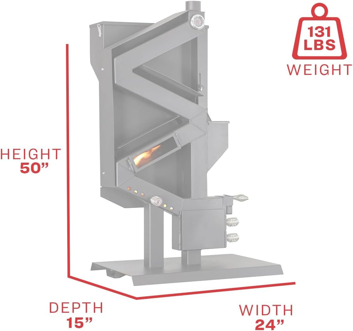 US Stove Wiseway GW1949 40,000 BTU Non-Electric Gravity-Fed Pellet Stove – 2,000 Sq. Ft., 60-Lb Hopper - Image 2