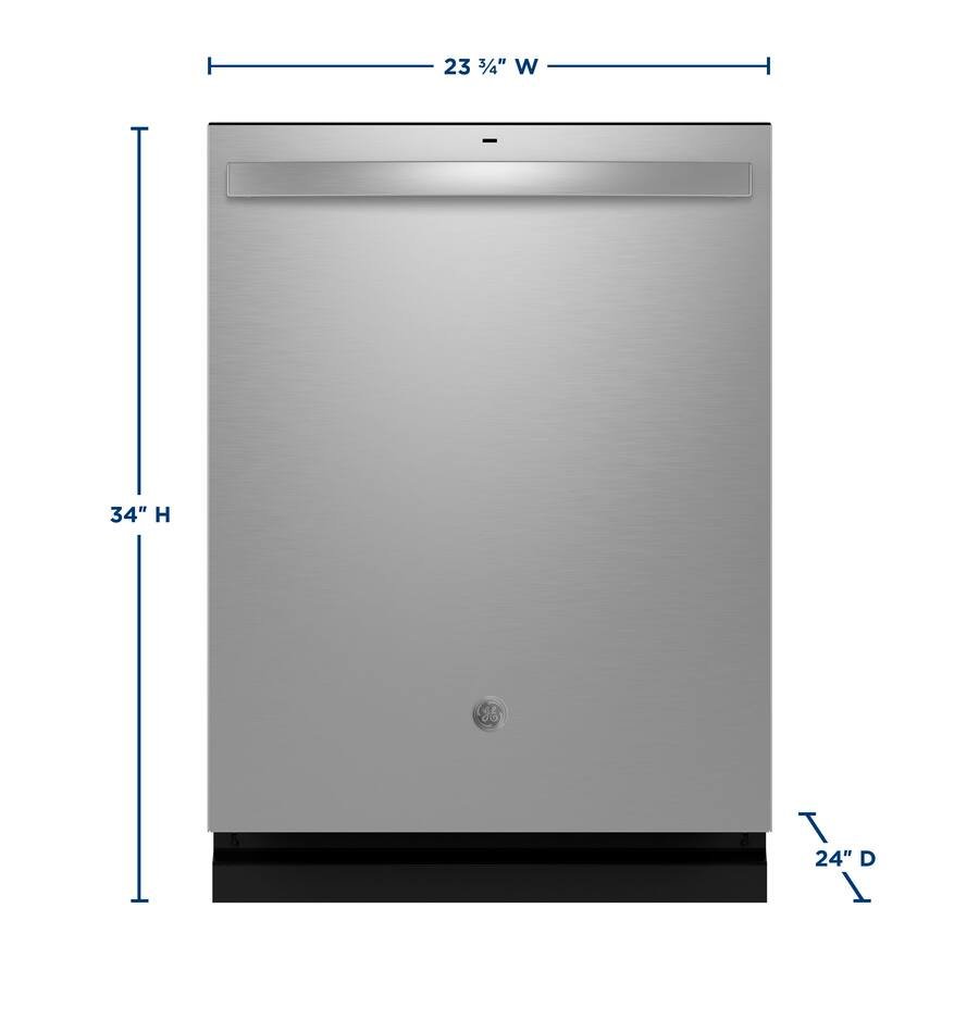 GE - 24" Top Control Built-In Stainless Steel Tub Dishwasher with 3rd Rack, Sanitize Cycle and 47 dBA - Stainless Steel