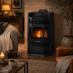 ComfortBilt HP22N 2,800 Sq. Ft. Pellet Stove with 80-Lb Hopper & Programmable Thermostat – Black