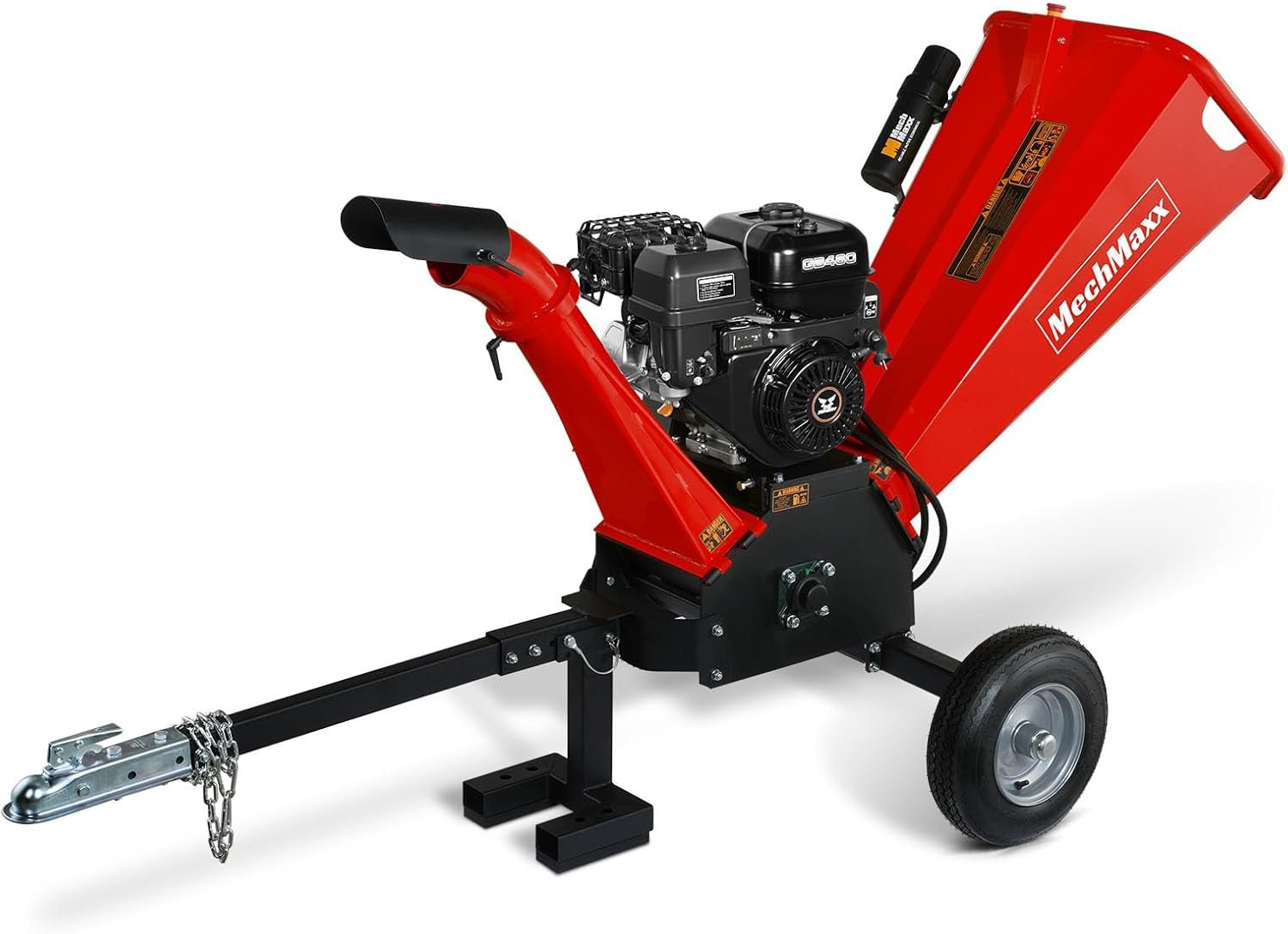 MMAX 8'' Inch ZONSEN 1000cc 35hp Electric Start Gasoline Powered Engine 4-Wheels Towable Wood Chipper Shredder Mulcher with Towbar/Tail Light/Emergency Stop Switch, Model B200