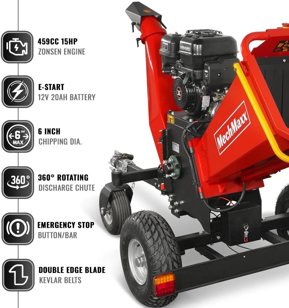 MechMaxx B150 6" ZONSEN 15HP Gas-Powered Wood Chipper - Image 3